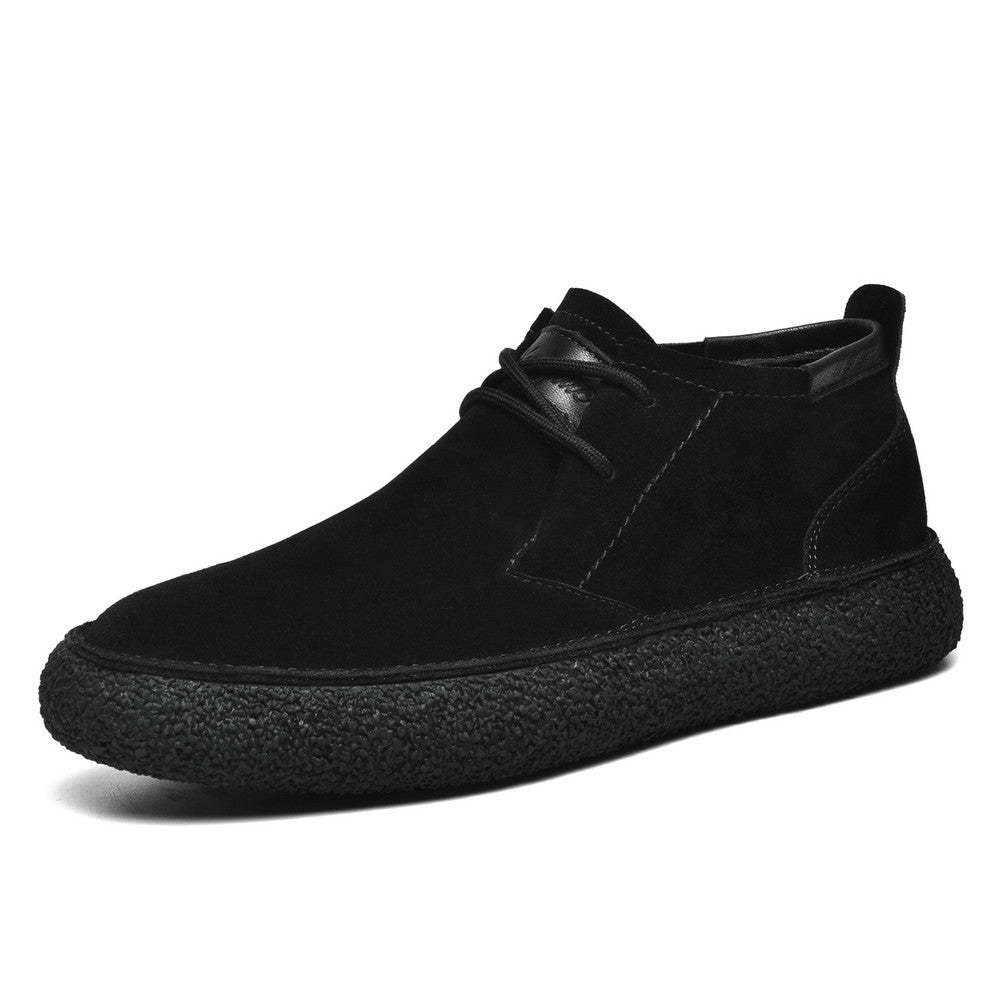 Men's Mid-Top Loafers with Textured Sole and Lace-Up Front